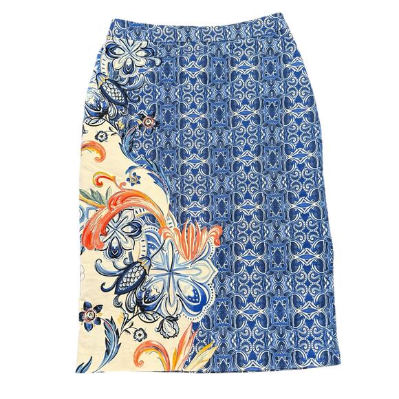 ANTHRO moulinette Souers Women’s blue pattern straight skirt Size 6 - Picture 4 of 10